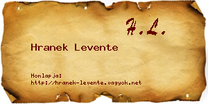 Hranek Levente névjegykártya